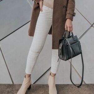 H&M White Stretch Skinny High Waist Ankle Jeans